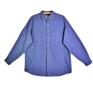 TOMMY HILFIGER “Ithaca” Men’s Blue Grid-pattern,Long Sleeve Dress Shirt size L